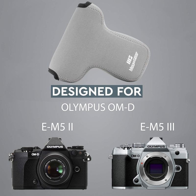  [AUSTRALIA] - MegaGear Ultra Light Neoprene Camera Case Compatible with Olympus OM-D E-M5 Mark III, E-M5 Mark II 12-40mm Gray