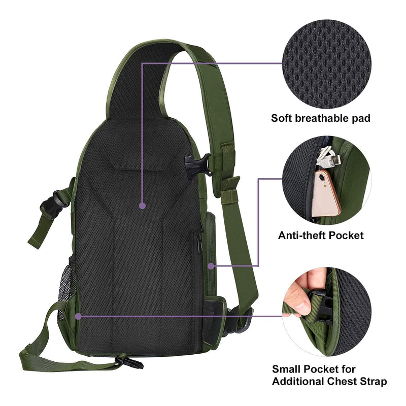  [AUSTRALIA] - MOSISO Camera Bag, DSLR/SLR/Mirrorless Photography Case Shockproof Camera Sling Backpack Case with Tripod Holder & Modular Inserts & Rain Cover Compatible with Canon/Nikon/Sony/Fuji, Army Green