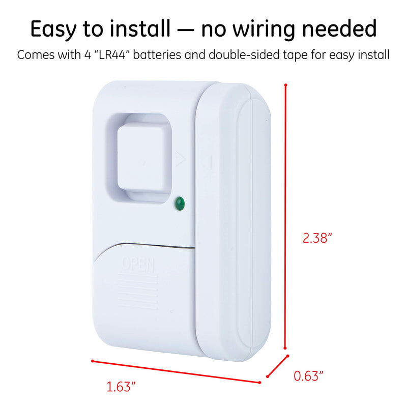  [AUSTRALIA] - GE 45115 Personal Security Window/Door, 2-Pack, DIY Protection, Burglar Alert, Wireless Chime/Alarm, Easy Installation, Ideal for Home, Garage, Apartment, Dorm, RV and Office, White, 2 Count 2 Pack