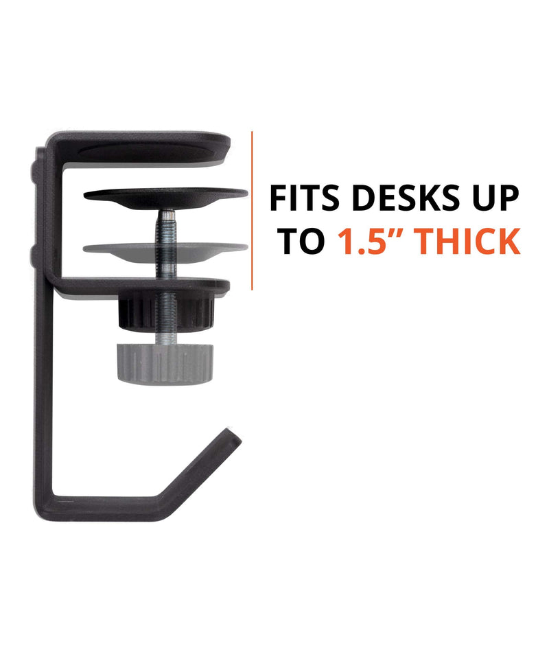  [AUSTRALIA] - Stand Up Desk Store Clamp-On Under Desk Headphone Hanger, Backpack Hook, and Purse Holder - Black