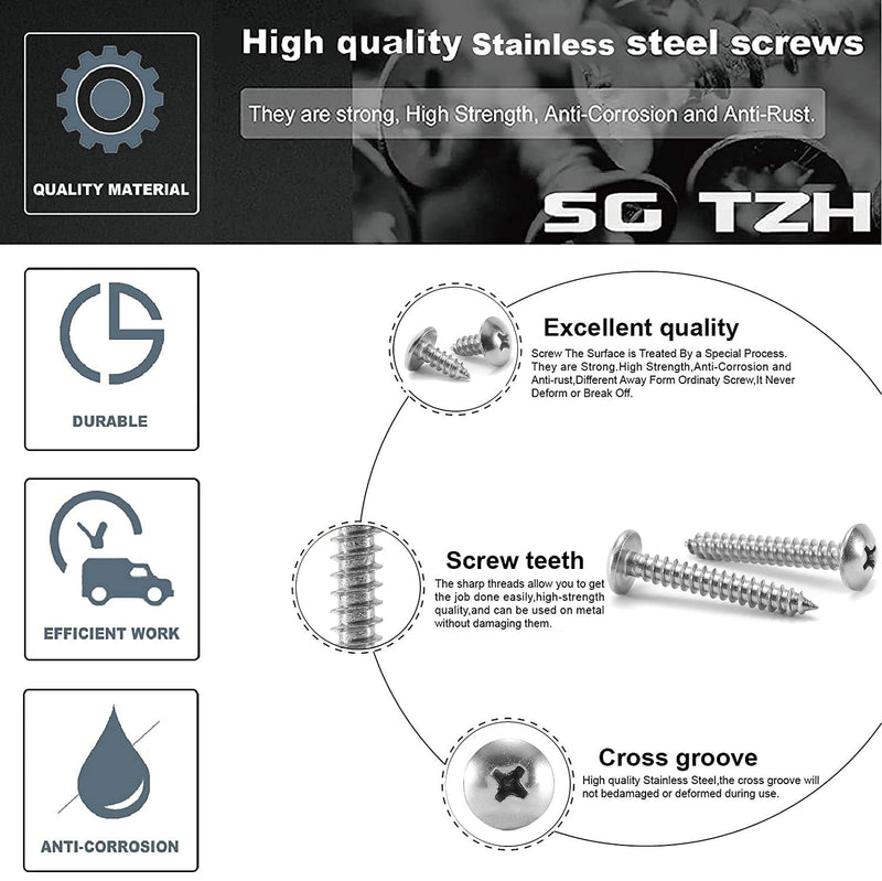  [AUSTRALIA] - #4 x 1/4" Wood Screw 100Pcs Truss Head Phillips 18-8 (304) Stainless Steel Fast Self Tapping Screws by SG TZH #4 x 1/4"