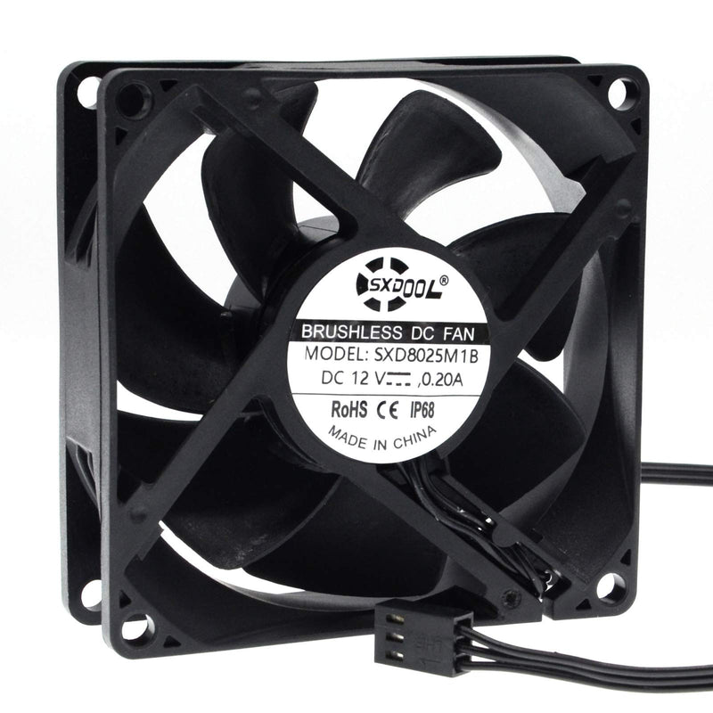  [AUSTRALIA] - SXDOOL 80mm DC 12V Waterproof Cooling Fan,80X80X25mm High Speed CFM,for Computer Chassis Cabinets PC Cooler