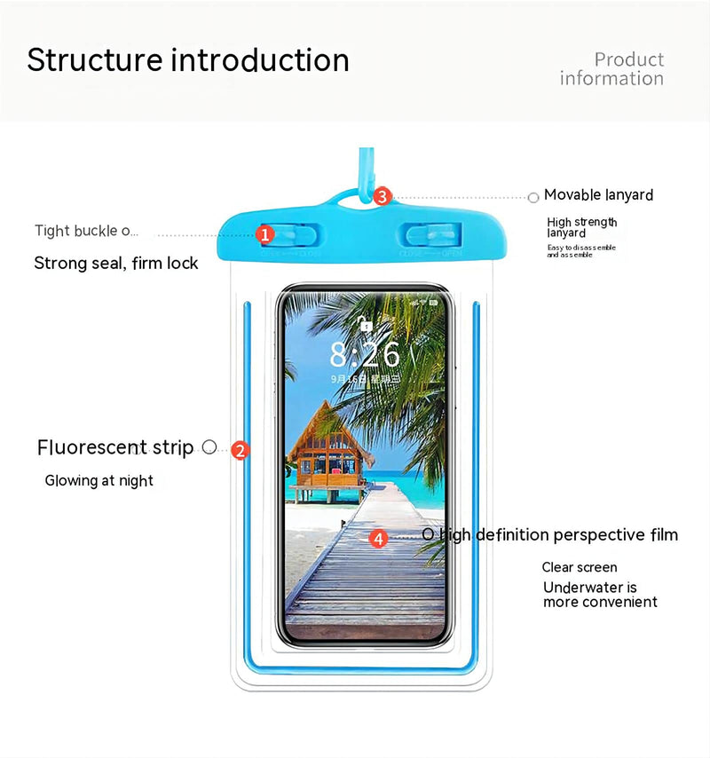  [AUSTRALIA] - Floating Waterproof Phone Pouch, Mobile Water Cover Cover for Playing in Water Park, Suitable for Swimming, Kayaking, Beach - Transparent Touch Screen Compatible Set