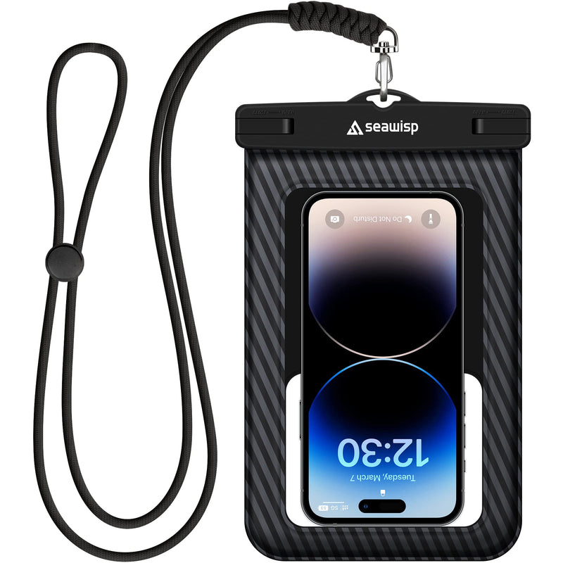  [AUSTRALIA] - Seawisp Waterproof Phone Pouch Floating [Newest Buoyant Material] Large XL Size IP68 Universal Cellphone Case Dry Bag with Lanyard for iPhone 14 13 12 11 Pro Max XR XS X 8 7 Plus Up to 7'', Black XL - Black