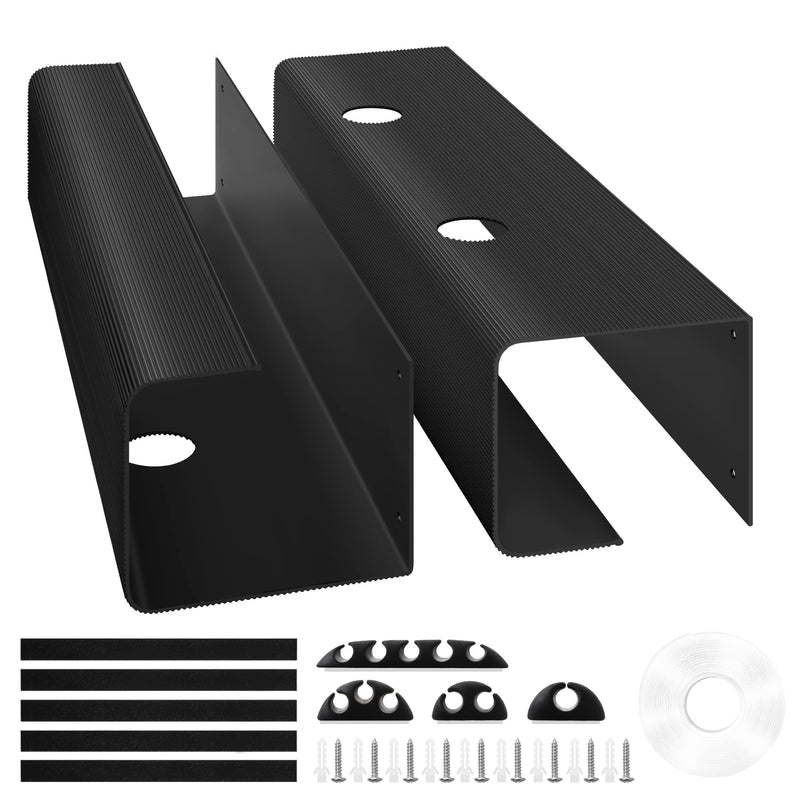  [AUSTRALIA] - ZhiYo Large Capacity Under Desk Cable Management Trays 2 Pack & 6.6ft - 1 inch Cable Sleeve Bundle