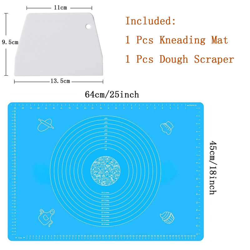  [AUSTRALIA] - Haozcl Silicone Baking Mats For Oven,Large Full Size 25" x 18",Baking Supply With Dough Scraper,Bread Making Tools And Supplies,Macaron Silicone Cookie Baking Mats（Blue）