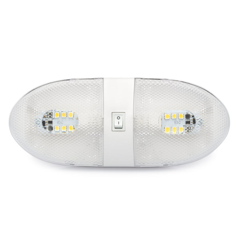  [AUSTRALIA] - Lumitronics RV 12V Double LED Ceiling Dome Light - On/Off Switch - Removable Lenses Double 1-Pack