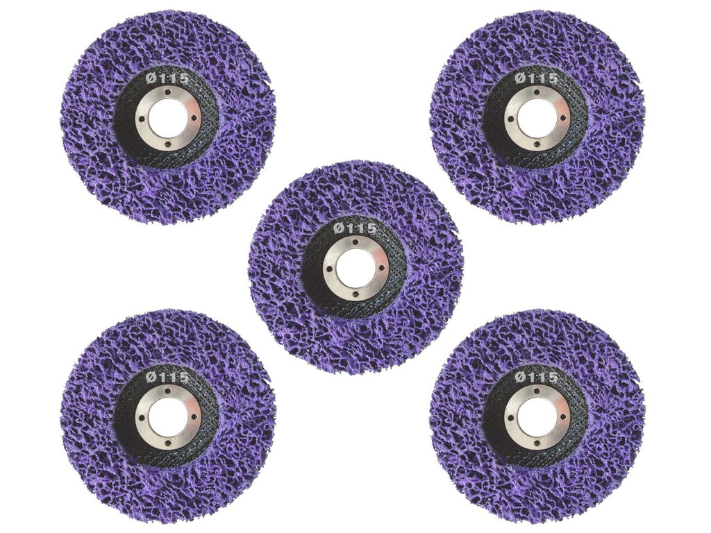  [AUSTRALIA] - Pack of 5 cleaning disc coarse cleaning disc CSD Ø 115mm CBS for angle grinder Clean Strip Disc Premium Purple nylon fabric disc