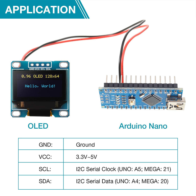  [AUSTRALIA] - Frienda 2 Pieces 0.96 Inch Display Module 12864 128x64 Driver IIC I2C Serial Self-Luminous Display Board Compatible with Raspberry PI (Blue and Yellow) Yellow Blue Light