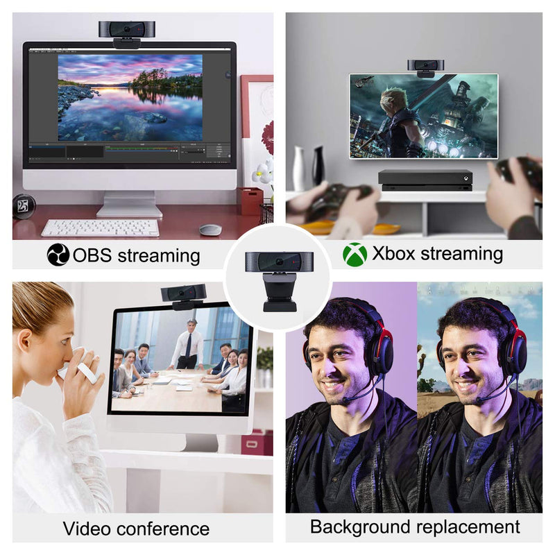  [AUSTRALIA] - Webcam 1080P HD Streaming Camera for Gaming Stream/Conferencing/Video Recording/Autofocus Web Camera with Microphone for Windows 10 iOS Xbox one Linux
