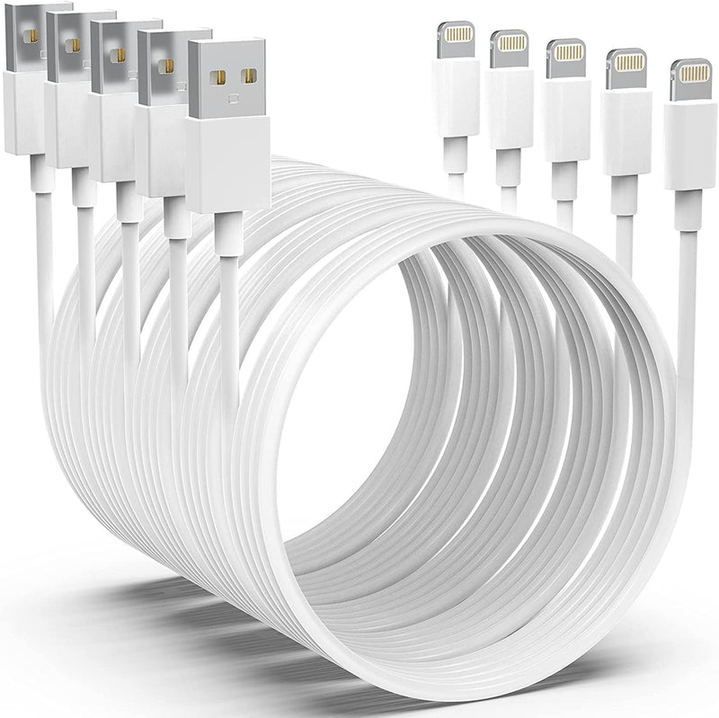  [AUSTRALIA] - [Apple MFi Certified] iPhone Charger 5pack[6/6/6/10/10FT] Long Lightning Cable Fast Charging Cord iPhone Charging Cable Compatible iPhone 14/14 Pro/Max/13/12/11 Pro Max/XS MAX/XR/XS/X/8/7/Plus iPad White