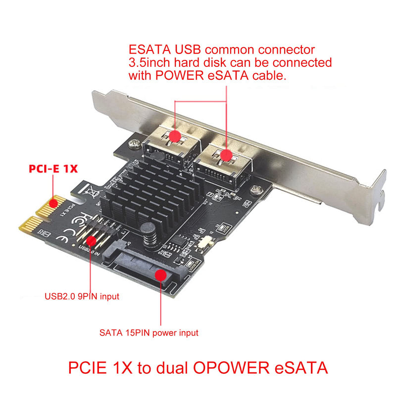  [AUSTRALIA] - PCIE to Power ESATA Expansion Card, PCIE 1X to 2 Ports Power Over ESATA,Desktop PCI e to Power ESATA USB Expansion Card 6G Adapter Card,PCI Express SATA Card for Desktop