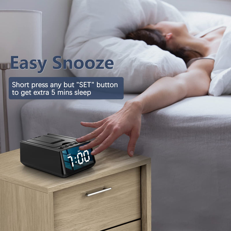  [AUSTRALIA] - Cell Phone Stand with Wireless Bluetooth Speaker, Gifts for Men or Women, Anti-Slip Design with HD Surround Sound, Adjustable Tablet Holder with Alarm Clock, Compatible with Phones & Tablets, Gadgets