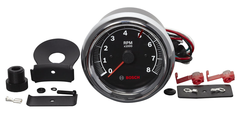  [AUSTRALIA] - Bosch SP0F000018 Sport II 3-3/8" Tachometer (Black Dial Face, Chrome Bezel)