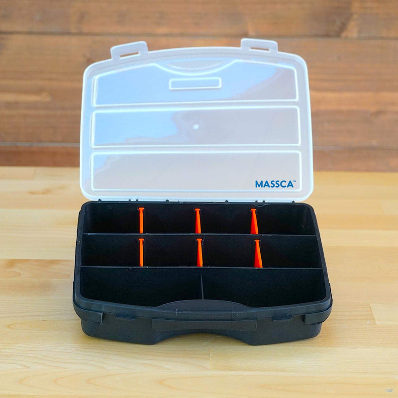  [AUSTRALIA] - Massca Hardware Box Storage. Hinged Box Made of Durable Plastic in a Slim Design with 10 compartments. Excellent for Screws Nuts and Bolts.