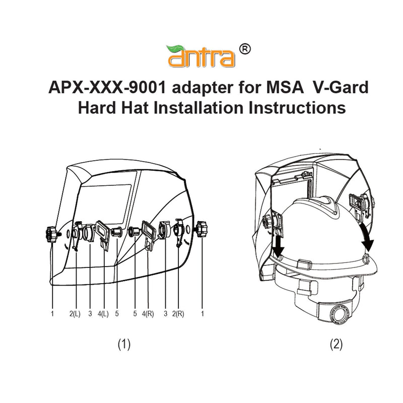  [AUSTRALIA] - Antra APX-XXX-9001 Hard Hat Adapter Kits for connecting Antra Welding Helmets and MSA V-Guard Cap Style hard hat