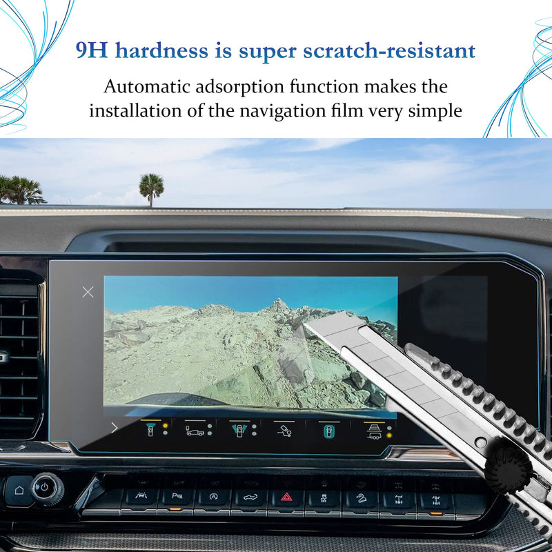  [AUSTRALIA] - (Refreshed) SKTU 2022 2023 Chevrolt Silverado 1500 13.4'' Navigation Display Tempered Glass Screen Protector 2022 2023 Chevy Silverado Pickup Truck LT, RST, LT Trail Boss, LTZ, ZR2, High Country 9H Hardness HD Clear GPS Touch Screen Protective Film
