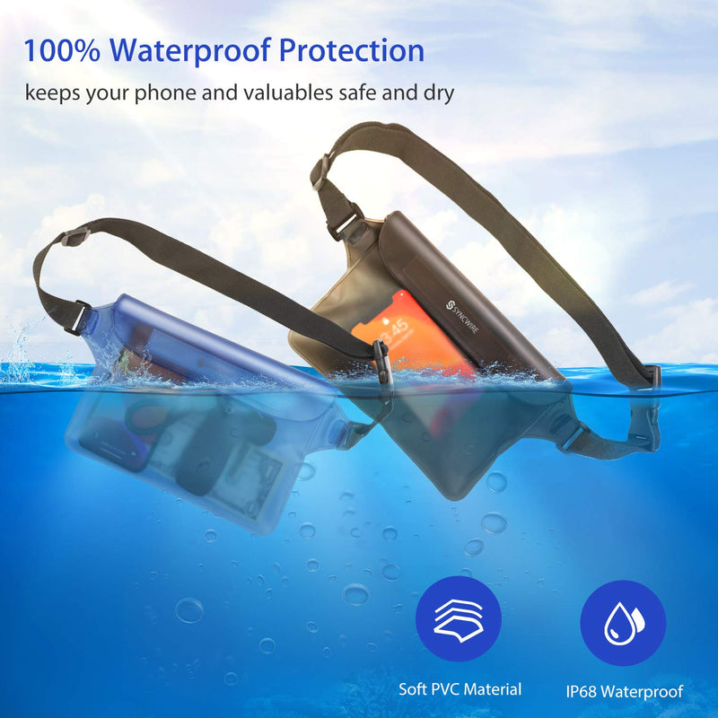  [AUSTRALIA] - Syncwire IPX8 Waterproof Phone Pouch with Lanyard 2 Pack & IP68 Waterproof Fanny Bag with Adjustable Waist Strap 2 Pack for iPhone Samsung Galaxy and More, Beach Accessories, Vacation Must Haves