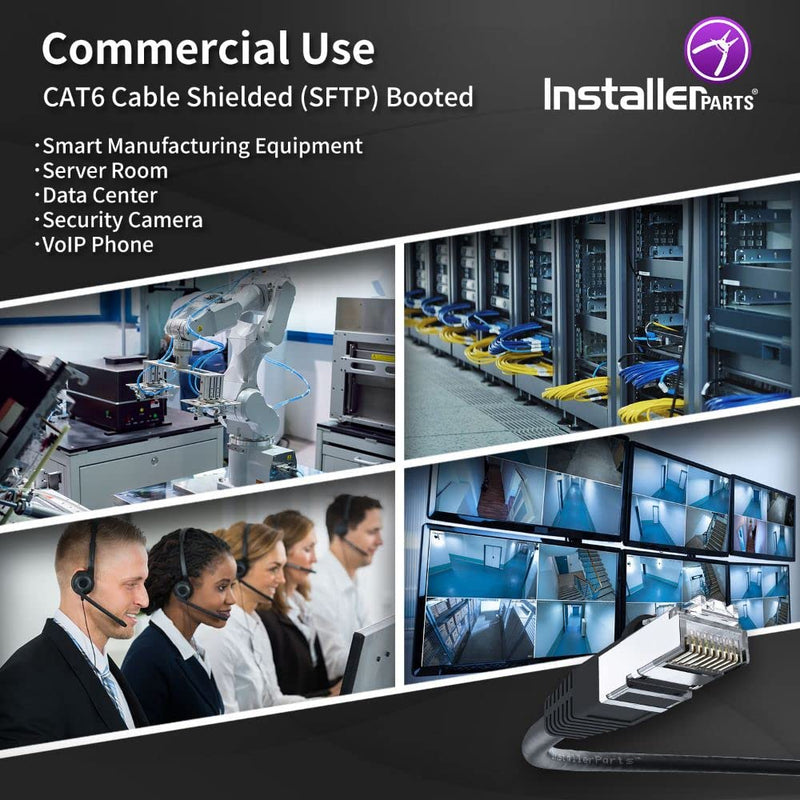  [AUSTRALIA] - InstallerParts Ethernet Cable CAT6 Cable Shielded (SSTP/SFTP) Booted 15 FT - Black - Professional Series - 10Gigabit/Sec Network/High Speed Internet Cable, 550MHZ 15 Feet
