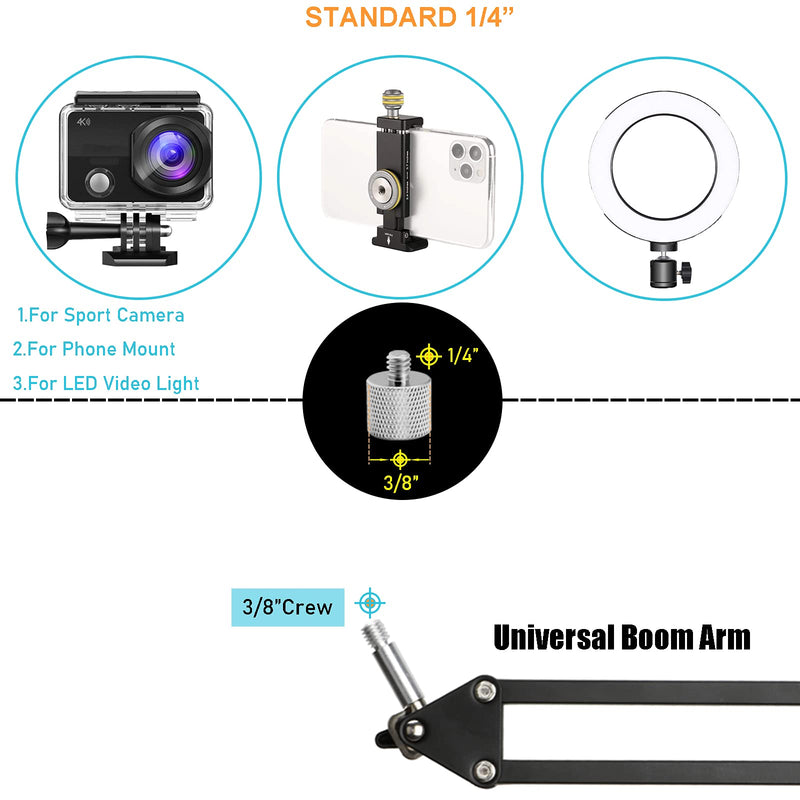  [AUSTRALIA] - YUZUHOME Thread Adapter Microphone Stand 1/4"-16 Female To 3/8"-20 Male For Camera Monitor, Mount Avatar, Qr Plate,5/8" To 3/8" Adapter, Microphone Stand Adapter To Tripod Adapter, 2 Grain.