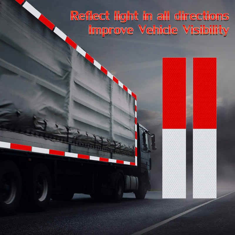  [AUSTRALIA] - 2 x 12 Inch Reflective Tape Waterproof Trailer Reflector Conspicuity Sticker Red and White Safety Caution Warning Self-Adhesive Trailer Sticker for Trailers, Cars, Trucks, Signs (40 Pieces) 40