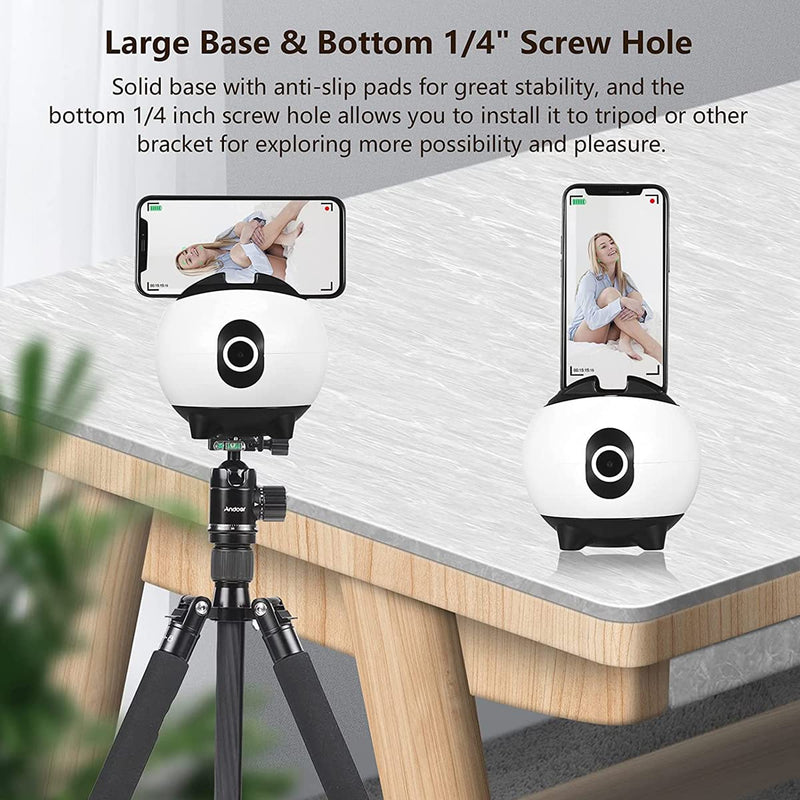  [AUSTRALIA] - Handsfree Smart Tracking Holder 360° Rotation Face Object Auto Tracking, Smartphone and Tablet Compatible, No App Required, Rechargeable Selfie Gimbal, with Universal 1/4” Screw Thread