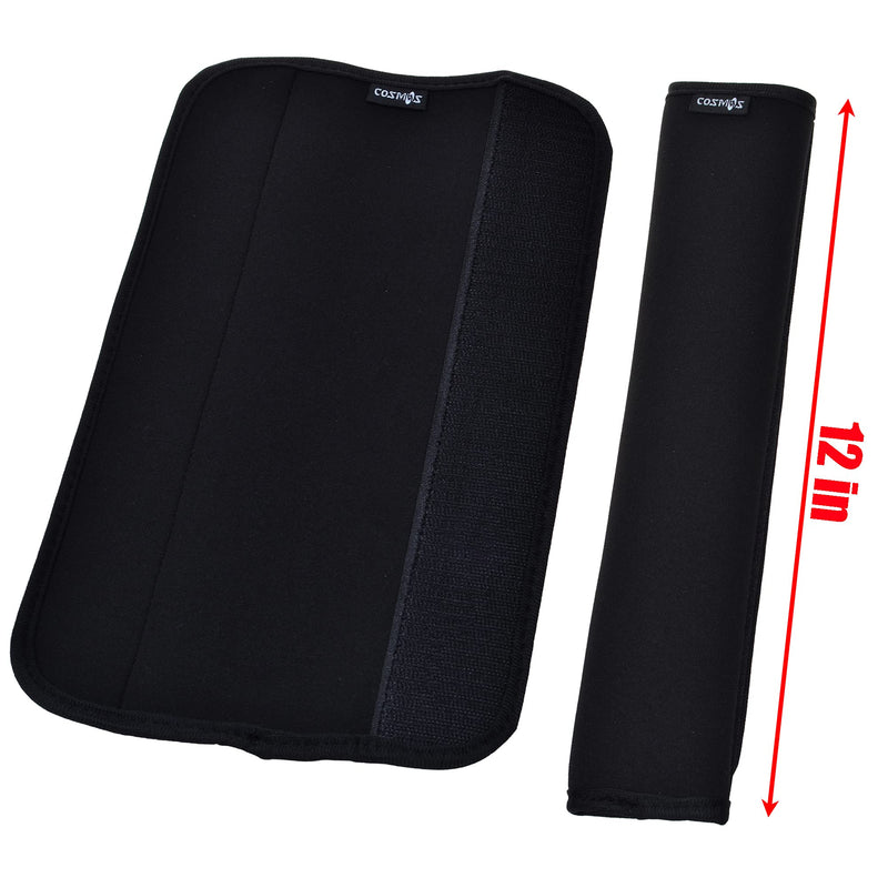  [AUSTRALIA] - COSMOS 2 PCS 12" Black Comfort Shoulder Strap Pads for Laptop Bag, Sport Bag, Travel Bag