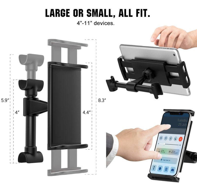  [AUSTRALIA] - MoKo Headrest Phone/Tablet Car Mount, Adjustable Tablet Holder for 4-11" Devices, Fit with 12 Pro Max / 12 Mini/ 11 Pro Max, iPhone SE, iPad Pro 11, Air 4 3, iPad 7th 8th 10.2, Galaxy S20 6.2" - Black