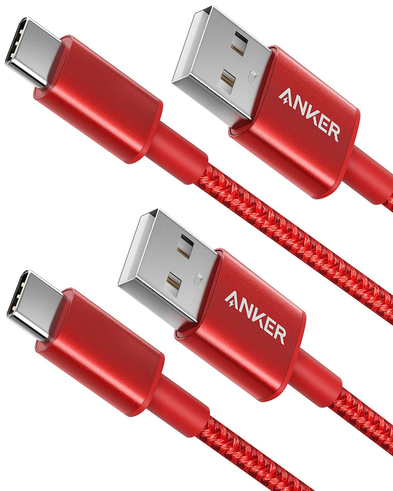  [AUSTRALIA] - USB Type C Cable, Anker [2-Pack 3Ft] Premium Nylon USB-C to USB-A Fast Charging Type C Cable, for Samsung Galaxy S10 / S9 / S8 / Note 8, LG V20 / G5 / G6 and More(Red) 3 Feet Red