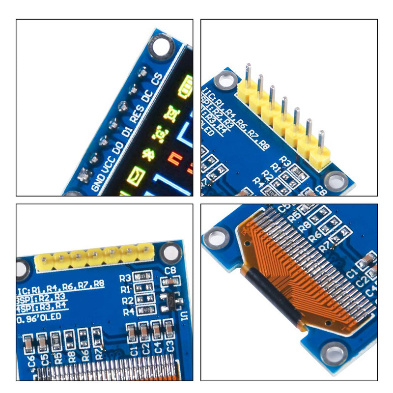  [AUSTRALIA] - UMLIFE 0.96" 7 Pin SPI 128x64 OLED Display Module, 6PCS 0.96 Inch SSD1306 LCD Display Module 12864 Characters DC3-5V for 51 STM32 for Arduino Blue & Yellow