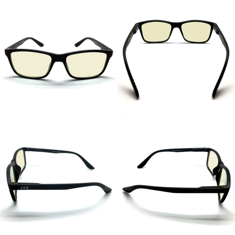  [AUSTRALIA] - J+S Vision Blue Light Shield Computer/Gaming Glasses - 0x Magnification Classic Rectangle Frame Low Color Distortion Lens - Black Frame