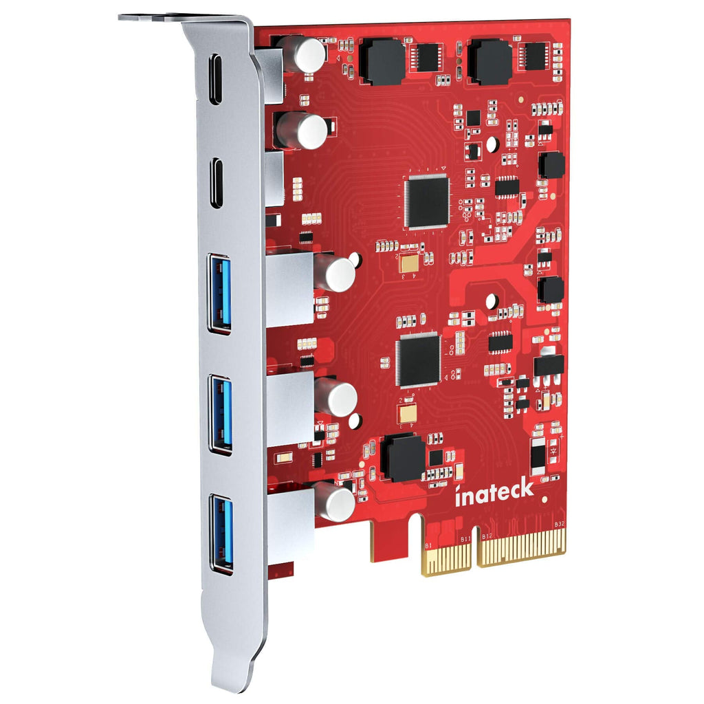  [AUSTRALIA] - Inateck PCIe to USB 3.2 Gen 2 Card with 20 Gbps Bandwidth, 3 USB Type-A and 2 USB Type-C Ports, RedComets U21