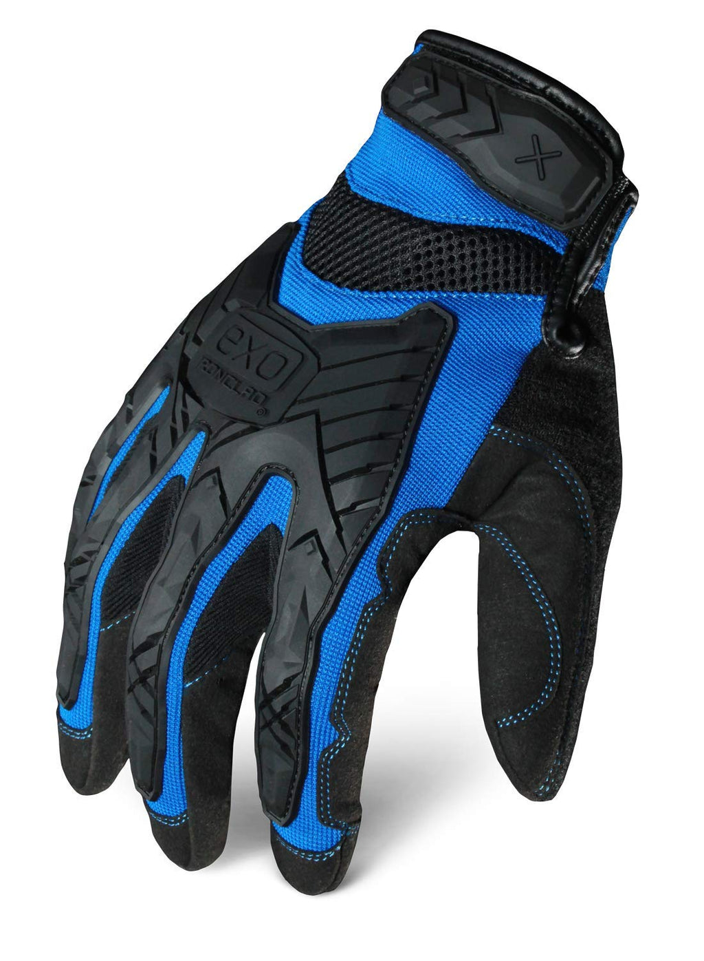  [AUSTRALIA] - Ironclad EXO Motor Impact Glove; Work Gloves, TPR Impact Protection, (1 Pair), EXO2-MIGB-04-L Black & Blue Large (Pack of 1)