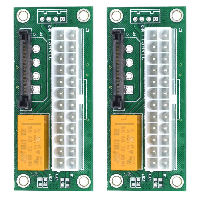  [AUSTRALIA] - 2PCS Dual PSU Adapter ATX 24Pin to 4Pin Power Sync Starter Card ADD2PSU Extension Cable Converter ADD2PSU Riser Adapter Extender (SATA to 24Pin) SATA to 24Pin