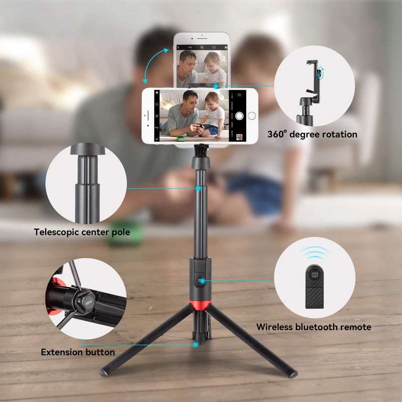  [AUSTRALIA] - SmallRig 51" Cell Phone Selfie Stick Tripod with Bluetooth Remote Extendable Travel Smartphone Tripod Stand,Portable,Lightweight Tripods for TIK Tok, Video Conference - 3375B