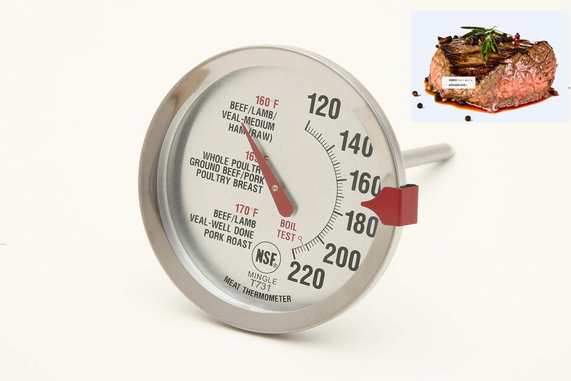 SINARDO Roasting Meat Thermometer T731, Oven Safe, Large 2.5-Inch Easy-Read Face, Stainless Steel Stem and Housing New Large 2.5 Inch - LeoForward Australia