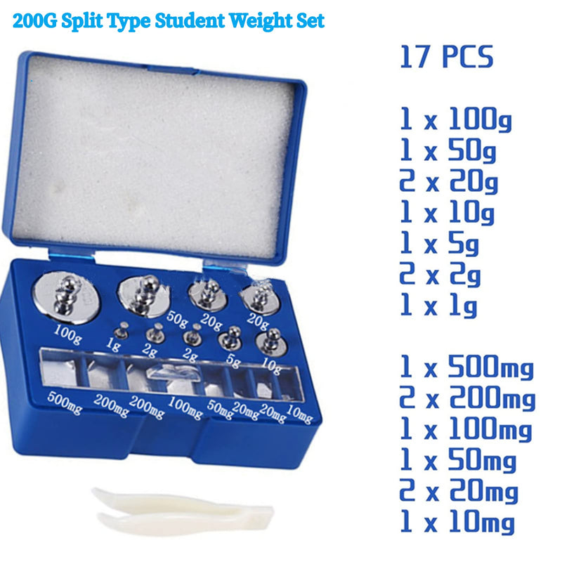  [AUSTRALIA] - Bindpo 17-piece calibration weight set, 10mg - 100g 13 different specifications weights precision steel scale scale calibration weight set with case and tweezers