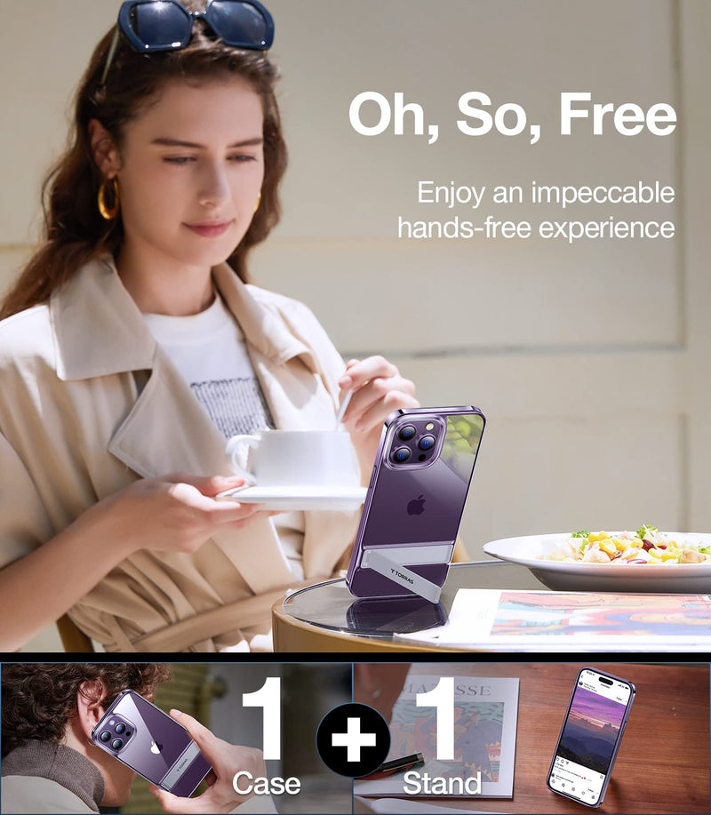  [AUSTRALIA] - TORRAS MoonClimber Designed for iPhone 14 Pro Case Clear with Stand, [10FT Military Grade Drop Tested] Ultra Clear Shockproof Slim Hard Protective Case for 14 Pro with Kickstand, Clear