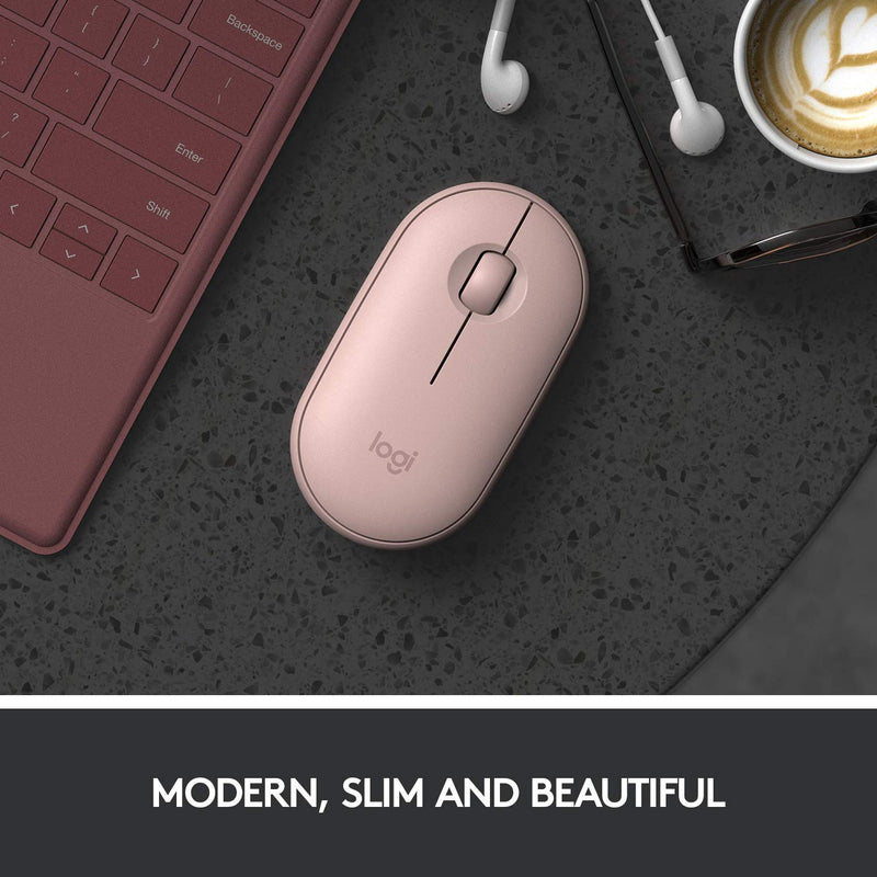  [AUSTRALIA] - Logitech Pebble M350 Wireless Mouse - Pink Rose + Logitech Mouse Pad Studio Series - Darker Rose Mouse + Mouse Pad