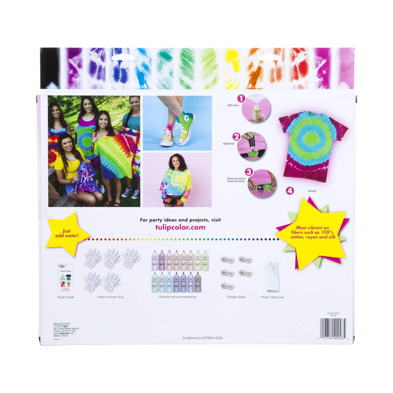 Tulip One-Step Tie-Dye Kit 15-Color Party Kit, Standard, Rainbow - LeoForward Australia