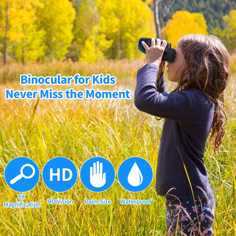  [AUSTRALIA] - BAIYIYI Binocular for Kids 8x21 Compact Binocular Outdoor Toys Kids Binoculars for Boys Girls Gifts High Resolution Shockproof Bird Watching Outdoor Games, 3-18 Years Old, Blue