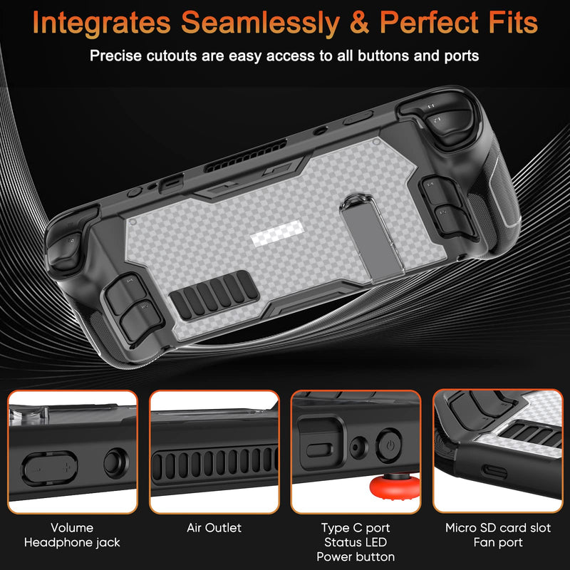  [AUSTRALIA] - Upgraded Adjustable Kickstand Case for Steam Deck, FASTSNAIL TPU Protective Case with Zine-Alloy Stand, Non-Slip Anti-Collision Design Cover Accessories with Screen Protector and Thumb Grips