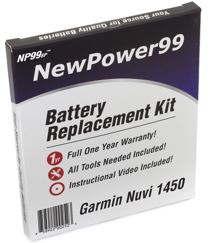 NewPower99 Battery Replacement Kit for Garmin Nuvi 1450, 1450T, 1450LMT with Tools, Video Instructions, Long Life Battery - LeoForward Australia