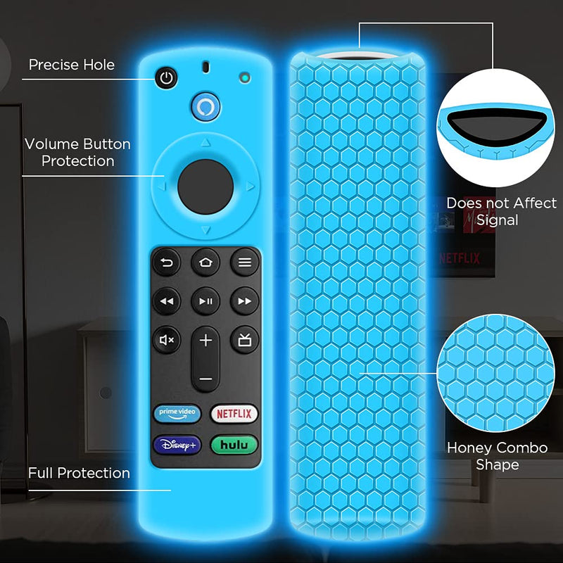  [AUSTRALIA] - 3 Pack Case for Alexa Voice Remote 3rd Gen 2021, Protective Cover for Fire TV Stick 4k 2021 Remote Control Replacement All-New Silicone Sleeve Skin Holder Protector-Glow Blue,Glow Green,Red