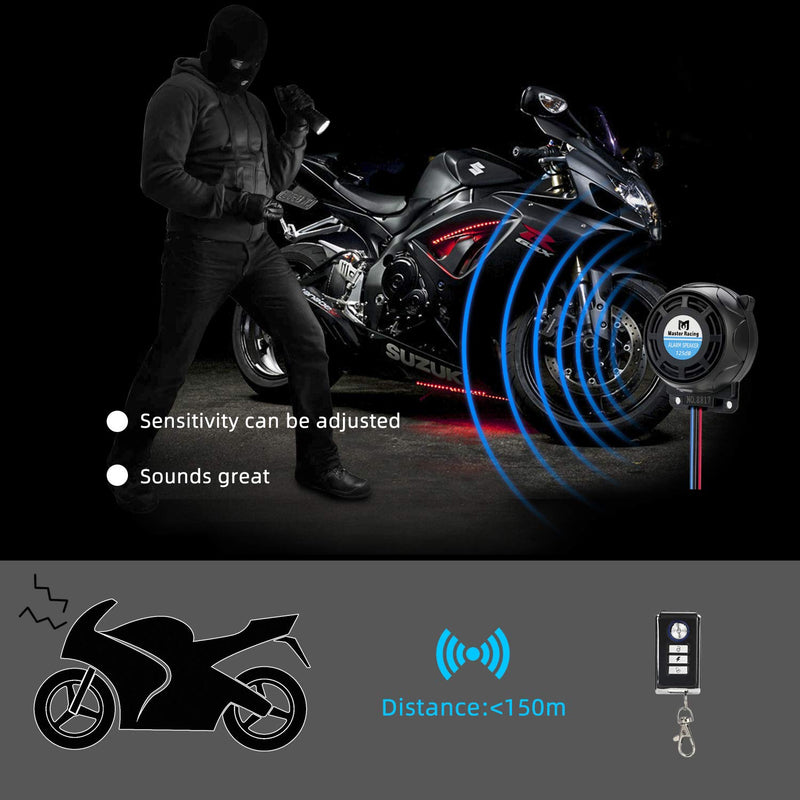  [AUSTRALIA] - Rupse Wireless Alarm System Motorcycle Bicycle Bike Anti Theft Security Burglar Double Remote Control Warner Horn Adjustable Sensitivity