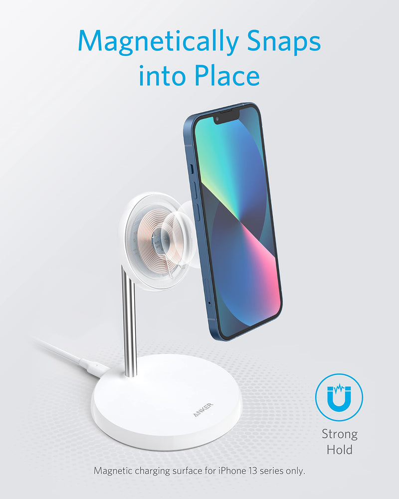  [AUSTRALIA] - Anker Wireless Charging Stand, PowerWave Select Magnetic Stand Lite with 5 ft USB-C Cable, Charging Stand for iPhone 13 and 12 Series (No AC Adapter)