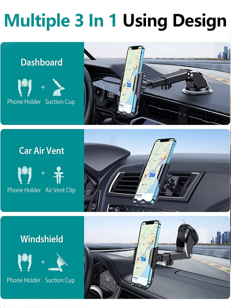  [AUSTRALIA] - VICSEED [Pro Ver3.0 Phone Mount for Car [Easiest Operation] [Powerful Suction] Hands Free Car Phone Holder Mount Dashboard Windshield Air Vent Universal Car Phone Mount Fit iPhone All Phones