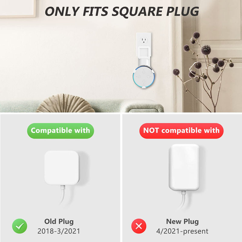  [AUSTRALIA] - WALI Outlet Wall Mount, Holder Stand for Echo Dot 3rd Gen, Smart Home Speakers Plug Mount for Alexa with Cable Management, (AMM002-W), 1 Pack, White