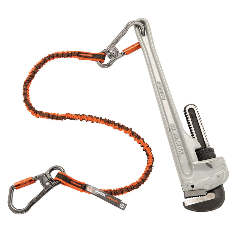  [AUSTRALIA] - Ergodyne - 19829 Shock Absorbing Tool Lanyard with Two Double Locking Swiveling Carabiners, Tool Weight Capacity 25lbs, Squids 3119, Orange & Gray, Standard (3119F(x))