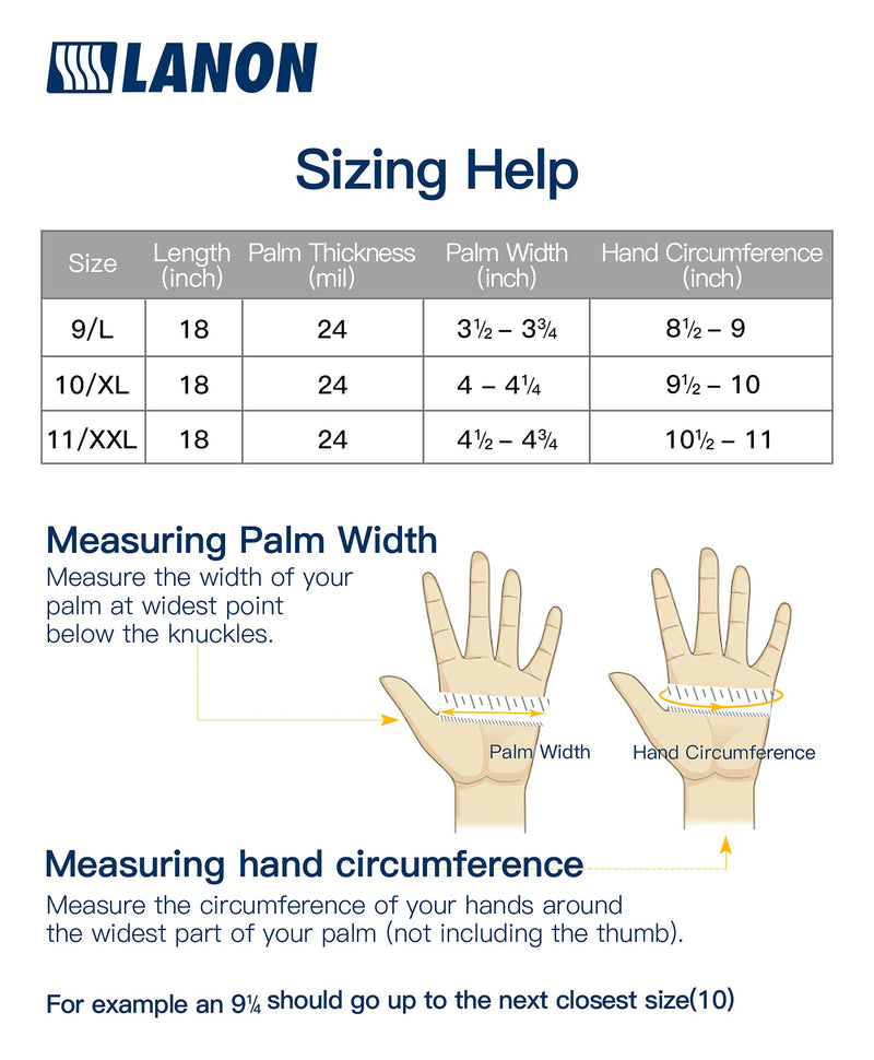  [AUSTRALIA] - LANON Nitrile Chemical Resistant Gloves, Reusable Heavy Duty Safety Work Gloves, Acid, Alkali and Oil Protection, 18" Length, Non-Slip, Large Large (Pack of 1)